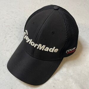 TaylorMade Golf Cap Black Mesh Back‎ Tour Preferred Adjustable Flex Fit